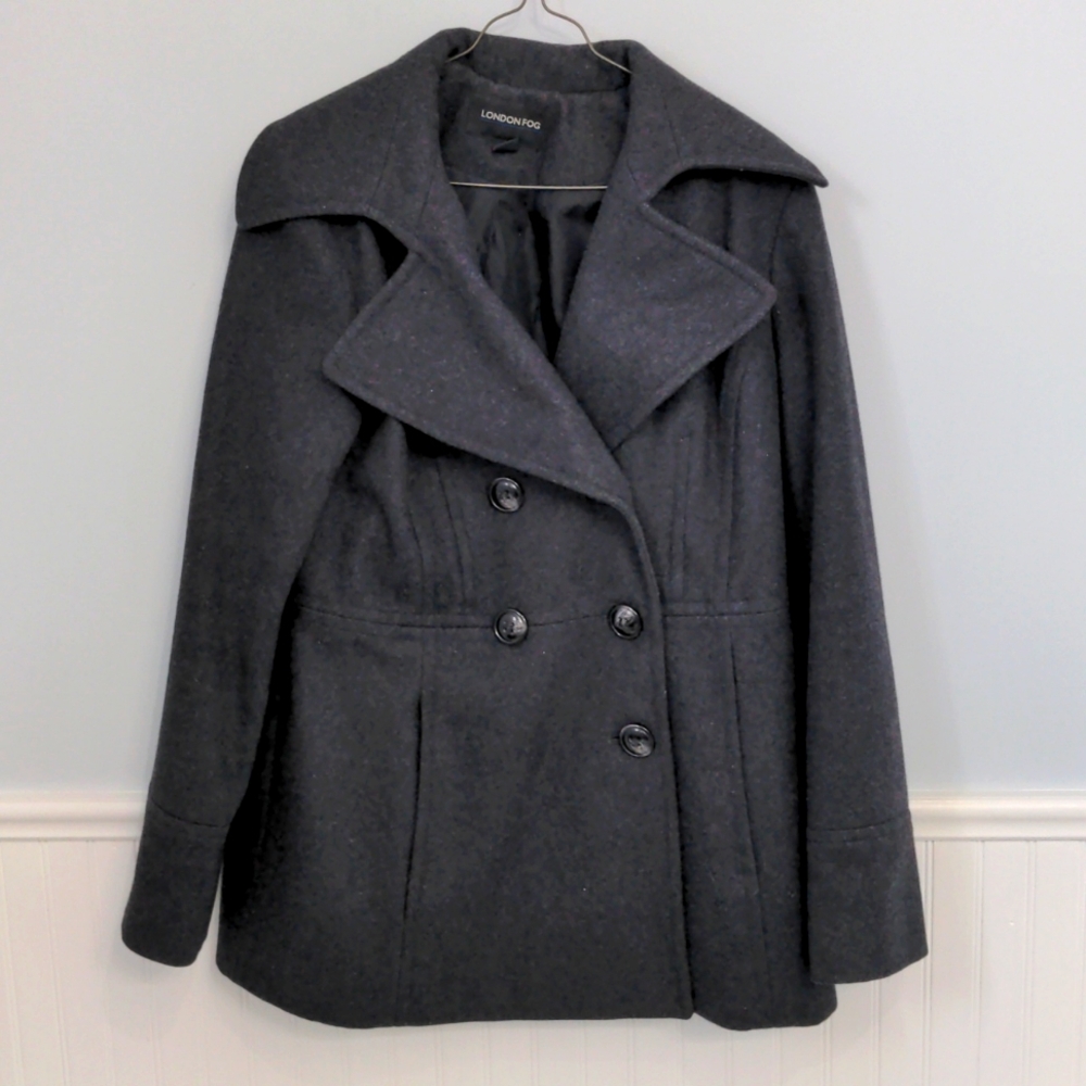London Fog Wool Grey Peacoat - Picture 5 of 6